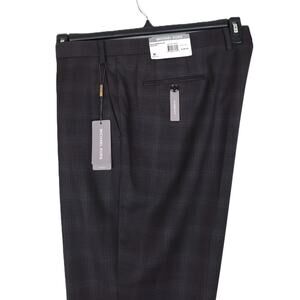 Michael Kors Men's Classic-Fit Wool Suit Pants Charcoal Brown Plaid 42x32 NWT
